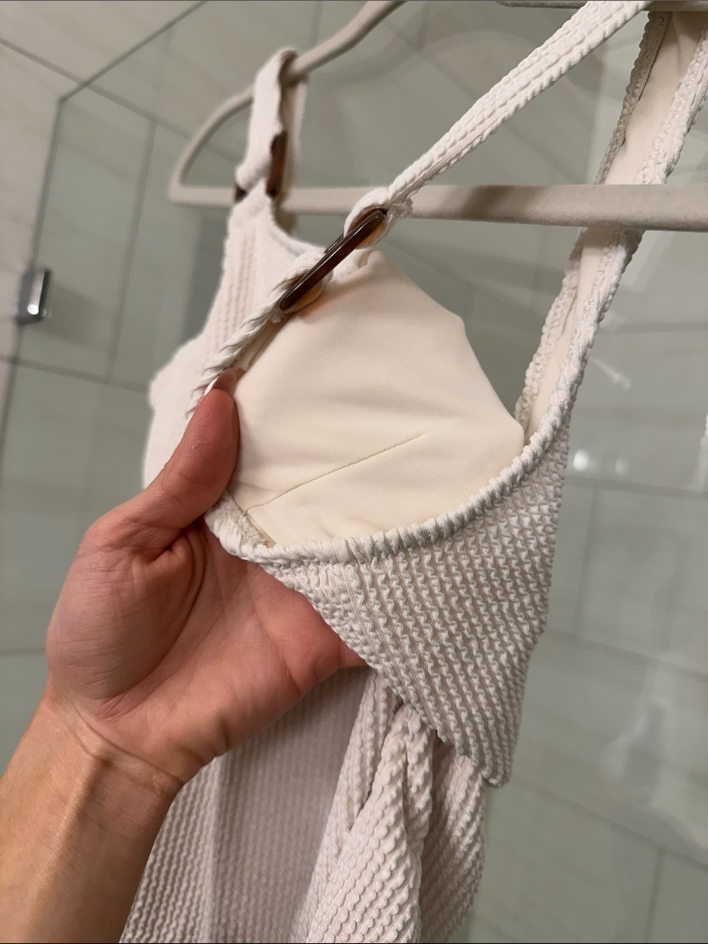 H&M Textured Cream One-Piece Swimsuit - Picture 3 of 8